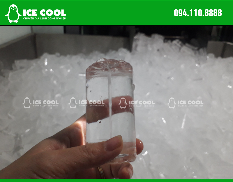 Round tube beer ice is produced from ICE COOL ice cube machine