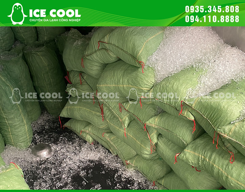 Ice is bagged and delivered to cafes and grocery stores.
